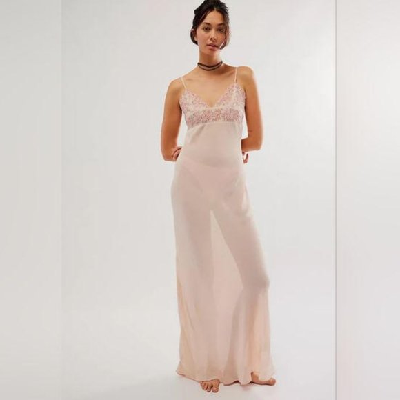 FREE PEOPLE  midnight magic maxi slip dress Sz M  NEW - Picture 2 of 10